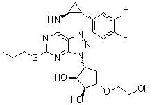 (1S,2S,3R,5S)-3-[7-[[(1S,2R)-2-(3,4-Difluorophenyl)cyclopropyl]amino]-5-(propylthio)-3H-1,2,3-triazolo[4,5-d]pyrimidin-3-yl]-5-(2-hydroxyethoxy)-1,2-cyclopentanediol molecular structure (CAS 2096989-56-7)