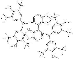 结构式 CAS# 210169-40-7, (S)-5,5'-二[二(3,5-二叔丁基-4-甲氧基苯基)膦基]-4,4'-联苯并二恶茂