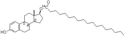 (17beta)-Estra-1,3,5(10)-triene-3,17-diol 17-(octadecanoate-1-<sup>14</sup>C) molecular structure (CAS 210241-63-7)