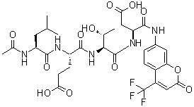 N-Acetyl-L-leucyl-L-alpha-glutamyl-L-threonyl-N-[2-oxo-4-(trifluoromethyl)-2H-1-benzopyran-7-yl]-L-alpha-asparagine molecular structure (CAS 210345-02-1)