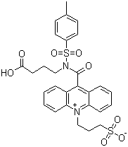 10-(3-Sulfopropyl)-N-tosyl-N-(3-carboxypropyl)acridinium-9-carboxamide molecular structure (CAS 211106-69-3)