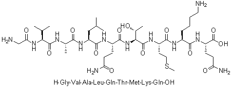 Glycyl-L-valyl-L-alanyl-L-leucyl-L-glutaminyl-L-threonyl-L-methionyl-L-lysyl-L-glutamine molecular structure (CAS 211986-79-7)