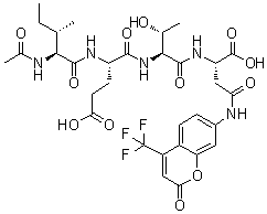 结构式 CAS# 211990-57-7, N-乙酰基-L-异亮氨酰-L-alpha-谷氨酰-L-苏氨酰-N-[2-氧代-4-(三氟甲基)-2H-1-苯并吡喃-7-基]-L-alpha-天冬氨酰胺