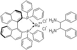Dichloro[(R)-(+)-2,2'-bis(diphenylphosphino)-1,1'-binaphthyl][(1R,2R)-(+)-1,2-diphenylethylenediamine]ruthenium(II) molecular structure (CAS 212143-23-2)