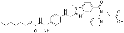 N-[[2-[[[4-[[[(Hexyloxy)carbonyl]amino]iminomethyl]phenyl]amino]methyl]-1-methyl-1H-benzimidazol-5-yl]carbonyl]-N-2-pyridinyl-beta-alanine molecular structure (CAS 212321-78-3)