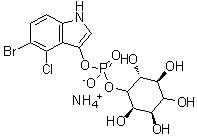 结构式 CAS# 212515-11-2, myo-肌醇 1-(5-溴-4-氯-1H-吲哚-3-基磷酸氢酯) 单铵盐