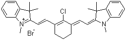 2-[2-[2-氯-3-[2-(1,3-二氢-1,3,3-三甲基-2H-吲哚-2-亚基)乙亚基]-1-环己烯-1-基]乙烯基]-1,3,3-三甲基-3H-吲哚鎓溴化物分子结构 (CAS 212964-63-1)