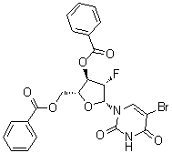 5-Bromo-1-(3,5-di-O-benzoyl-2-deoxy-2-fluoro-beta-D-arabinofuranosyl)-2,4(1H,3H)-pyrimidinedione molecular structure (CAS 213136-12-0)