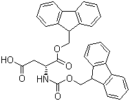 N-芴甲氧羰基-D-天冬氨酸 1-(9H-芴-9-基甲基)酯分子结构 (CAS 214852-35-4)