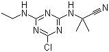 结构式 CAS# 21725-46-2, 草净津; 百得斯; 2-(4-氯-6-乙氨基-1,3,5-三嗪-2-基氨基)-2-甲基丙腈