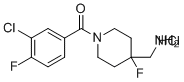 结构式 CAS# 2173992-07-7, 1-[1-(3-氯-4-氟苯甲酰基)-4-氟哌啶-4-基]甲胺盐酸盐