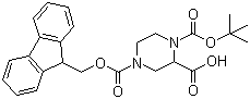 1-Boc-4-Fmoc-2-piperazinecarboxylic acid molecular structure (CAS 218278-58-1)