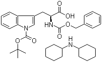 structure of CAS# 218938-57-9, 1-[(1,1-Dimethylethoxy)carbonyl]-N-[(phenylmethoxy)carbonyl]-L-tryptophan dicylohexylammonium salt