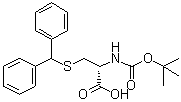 structure of CAS# 21947-97-7, N-[(1,1-Dimethylethoxy)carbonyl]-S-(diphenylmethyl)-L-cysteine