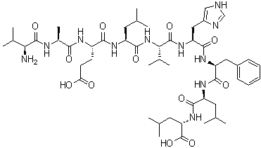 L-Valyl-L-alanyl-L-alpha-glutamyl-L-leucyl-L-valyl-L-histidyl-L-phenylalanyl-L-leucyl-L-leucine molecular structure (CAS 220111-11-5)