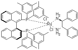 Dichloro[(S)-(-)-2,2'-bis[di(3,5-xylyl)phosphino]-1,1'-binaphthyl][(1S,2S)-(-)-1,2-diphenylethylenediamine]ruthenium(II) molecular structure (CAS 220114-03-4)