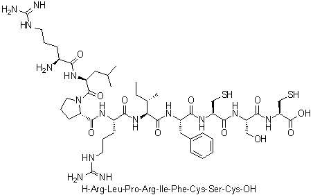 L-Arginyl-L-leucyl-L-prolyl-L-arginyl-L-isoleucyl-L-phenylalanyl-L-cysteinyl-L-seryl-L-cysteine molecular structure (CAS 220431-71-0)