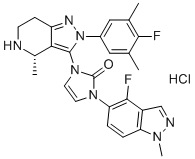 structure of CAS# 2212022-57-4, (S)-1-(4-Fluoro-1-methyl-1H-indazol-5-yl)-3-(2-(4-fluoro-3,5-dimethylphenyl)-4-methyl-4,5,6,7-tetrahydro-2H-pyrazolo[4,3-c]pyridin-3-yl)-1,3-dihydro-2H-imidazol-2-one hydrochloride;1-[(4S)-2-(4-fluoro-3,5-dimethylphenyl)-4-methyl-4,5,6,7-tetrahydropyrazolo[4,3-c]pyridin-3-yl]-3-(4-fluoro-1-methylindazol-5-yl)imidazol-2-one;hydrochloride