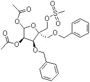 4-(甲基磺酰氧甲基)-1,2-O-二乙酰氧基-3,5-O-二苄基-alpha-D-赤式戊呋喃糖分子结构 (CAS 221229-65-8)