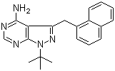 结构式 CAS# 221244-14-0, 1 NM-PP1; 4-氨基1-叔丁基-3-(1'-萘甲基)吡唑并[3,4-d]嘧啶