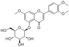 结构式 CAS# 221289-20-9, Lethedoside A; 2-(3,4-二甲氧基苯基)-5-(beta-D-吡喃葡萄糖氧基)-7-甲氧基-4H-1-苯并吡喃-4-酮