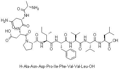 L-Alanyl-L-asparaginyl-L-alpha-aspartyl-L-prolyl-L-isoleucyl-L-phenylalanyl-L-valyl-L-valyl-L-leucine molecular structure (CAS 222412-11-5)