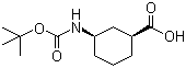 structure of CAS# 222530-34-9, (1S,3R)-3-[[(tert-Butoxy)carbonyl]amino]cyclohexanecarboxylic acid