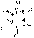 (1alpha,2alpha,3beta,4alpha,5beta,6beta)-1,2,3,4,5,6-Hexachlorocyclohexane-<sup>13</sup>C6 molecular structure (CAS 222966-66-7)