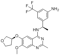 结构式 CAS# 2230836-55-0, N-((R)-1-(3-氨基-5-(三氟甲基)苯基)乙基)-7-甲氧基-2-甲基-6-(((S)-四氢呋喃-3-基)氧基)喹唑啉-4-胺