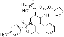 structure of CAS# 226700-79-4, Fosamprenavir;((3S)-Oxolan-3-yloxy)-N-((1S,2R)-3-{[(4-aminophenyl)sulfonyl](2-methylpropyl)amino}-1-benzyl-2-(phosphonooxy)propyl)carboxamide