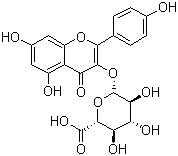 structure of CAS# 22688-78-4, Kaempferol-3-beta-O-glucuronide;5,7-Dihydroxy-2-(4-hydroxyphenyl)-4-oxo-4H-1-benzopyran-3-yl-beta-D-glucopyranosiduronic acid