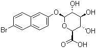 structure of CAS# 22720-35-0, 6-Bromo-2-naphthalenyl beta-D-glucopyranosiduronic acid;Glucopyranosiduronic acid 6-bromo-2-naphthyl; beta-D-6-Bromo-2-naphthyl glucopyranosiduronic acid; 6-Bromo-2-naphthyl beta-D-glucopyranosiduronide; 6-Bromo-2-naphthyl beta-D-glucuronide