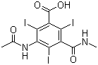 结构式 CAS# 2276-90-6, 碘他拉酸; 3-乙酰氨基-2,4,6-三碘-5-(甲基氨基甲酰)苯甲酸