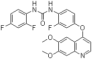 结构式 CAS# 228559-41-9, KI 8751; N-(2,4-二氟苯基)-N'-[4-[(6,7-二甲氧基-4-喹啉基)氧基]-2-氟苯基]脲
