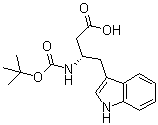 结构式 CAS# 229639-48-9, (betaS)-beta-[[叔丁氧羰基]氨基]-1H-吲哚-3-丁酸