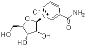 structure of CAS# 23111-00-4, 3-Carbamoyl-1-beta-D-ribofuranosylpyridinium chloride;1-[(2R,3R,4S,5R)-3,4-dihydroxy-5-(hydroxymethyl)oxolan-2-yl]pyridin-1-ium-3-carboxamide chloride