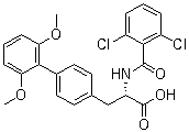 structure of CAS# 232271-19-1, TR 14035;(alphaS)-alpha-[(2,6-Dichlorobenzoyl)amino]-2',6'-dimethoxy-[1,1'-biphenyl]-4-propanoic acid