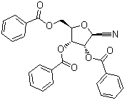 1-氰基-2,3,5-三苯甲酰氧基-beta-D-呋喃核糖分子结构 (CAS 23316-67-8)
