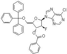 9-[3-O-Benzoyl-2-deoxy-2-fluoro-5-O-(triphenylmethyl)-beta-D-arabinofuranosyl]-6-chloro-9H-purine molecular structure (CAS 234436-49-8)