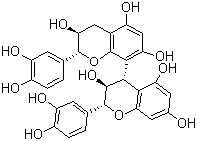 structure of CAS# 23567-23-9, Procyanidin B3;Proanthocyanidin B3; Procyanidol B3; [4,8''-Biflavan]-3,3',3'',3''',4',4''',5,5'',7,7''-decol stereoisomer; (2R,2'R,3S,3'S,4S)-2,2'-Bis(3,4-dihydroxyphenyl)-3,3',4,4'-tetrahydro-[4,8'-bi-2H-1-benzopyran]-3,3',5,5',7,7'-hexol