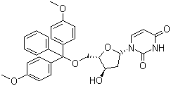 结构式 CAS# 23669-79-6, 保护-2'-脱氧尿苷; 保护-2'-脱氧尿甙; 5'-O-[双(4-甲氧基苯基)苄基]-2'-脱氧尿苷