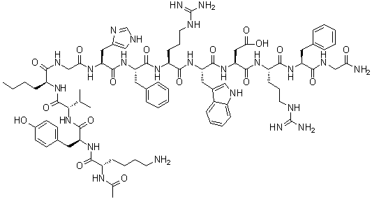 结构式 CAS# 237761-41-0, N2-乙酰基-L-赖氨酰-L-酪氨酰-L-缬氨酰-L-正亮氨酰甘氨酰-L-组氨酰-L-苯丙氨酰-L-精氨酰-L-色氨酰-L-alpha-天冬氨酰-L-精氨酰-L-苯丙氨酰甘氨酰胺