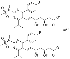 结构式 CAS# 2414245-11-5, (E,3S,5R)-7-[4-(4-氟苯基)-2-[甲基(甲基磺酰基)氨基]-6-丙烷-2-基嘧啶-5-基]-3,5-二羟基庚-6-烯酸酯钙