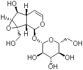 structure of CAS# 2415-24-9, Catalpol;[1aS-(1aalpha,1bbeta,2beta,5abeta,6beta,6a.alpha.)]-1a,1b,2,5a,6,6a-Hexahydro-6-hydroxy-1a-(hydroxymethyl)oxireno[4,5]cyclopenta[1,2-c]pyran-2-yl-beta-D-glucopyranoside