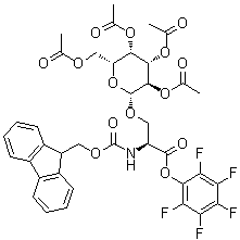 N-[(9H-Fluoren-9-ylmethoxy)carbonyl]-O-(2,3,4,6-tetra-O-acetyl-beta-D-galactopyranosyl)-L-serine pentafluorophenyl ester molecular structure (CAS 243469-45-6)