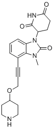 3-(3-Methyl-2-oxo-4-(3-(piperidin-4-yloxy)prop-1-yn-1-yl)-2,3-dihydro-1H-benzo[d]imidazol-1-yl)piperidine-2,6-dione molecular structure (CAS 2434846-91-8)