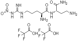 (2S)-2-Amino-N-[(1S)-3-amino-1-(aminocarbonyl)propyl]-5-[[imino(nitroamino)methyl]amino]pentanamide bis(trifluoroacetate) molecular structure (CAS 244185-39-5)