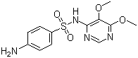 structure of CAS# 2447-57-6, Sulfadoxine;4-Amino-N-(5,6-dimethoxy-4-pyrimidinyl)benzenesulfonamide; 4-Sulfanilamido-5,6-dimethoxypyrimidine; 6-(4-Aminobenzenesulfonamide)-4,5-dimethoxypyrimidine; Sulforthomidine; Sulformethoxine