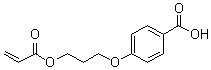 structure of CAS# 245349-46-6, 4-[3-(Acryloyloxy)propoxy]benzoic acid;4-[3-[(1-Oxo-2-propen-1-yl)oxy]propoxy]benzoic acid; 4-(3-Acryloyloxypropyloxy)benzoic acid