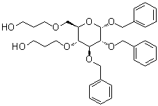 Phenylmethyl 4,6-bis-O-(3-hydroxypropyl)-2,3-bis-O-(phenylmethyl)-alpha-D-glucopyranoside molecular structure (CAS 245527-13-3)